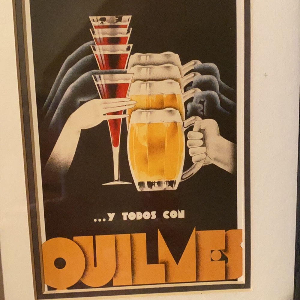 Vintage “… Y Todis Con Quilmes” Advertising Poster Framed Art